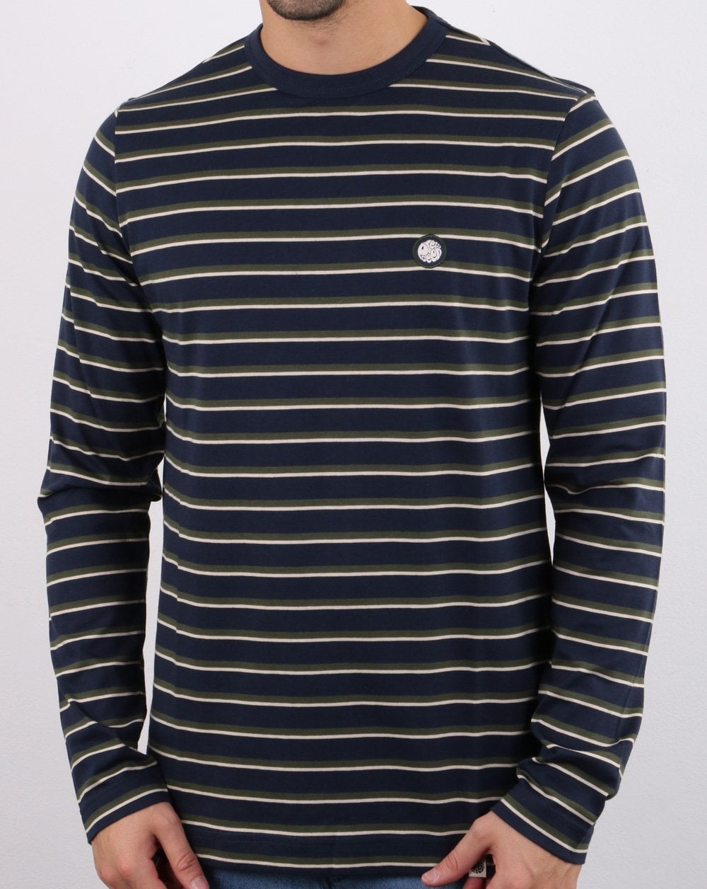 Pretty Green Brogan L/S Stripe T-shirt Navy