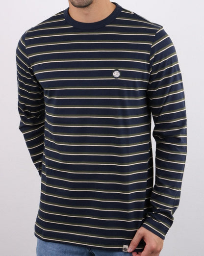Pretty Green Brogan L/S Stripe T-shirt Navy