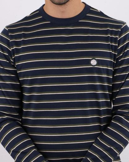 Pretty Green Brogan L/S Stripe T-shirt Navy