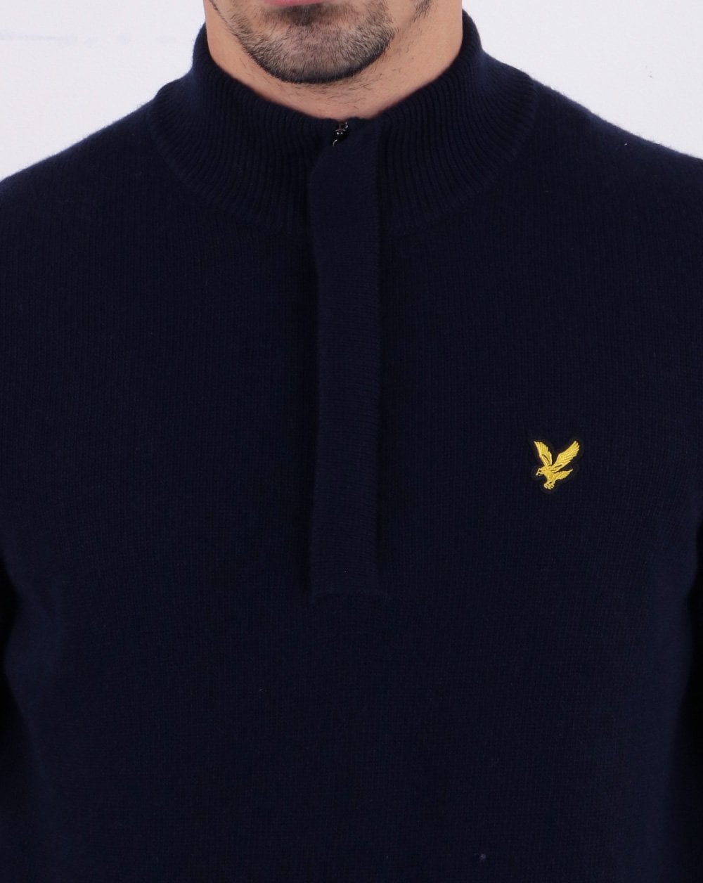 Lyle And Scott Quarter Zip Funnel Neck Jumper Dark Navy