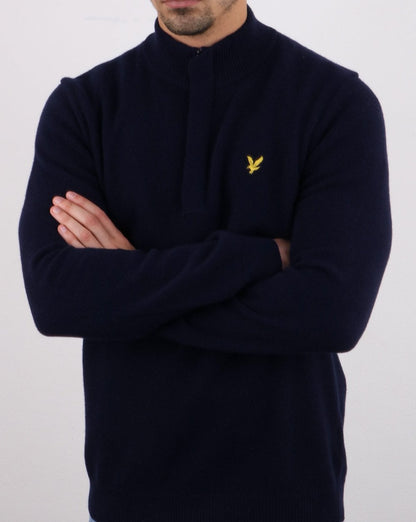 Lyle And Scott Quarter Zip Funnel Neck Jumper Dark Navy