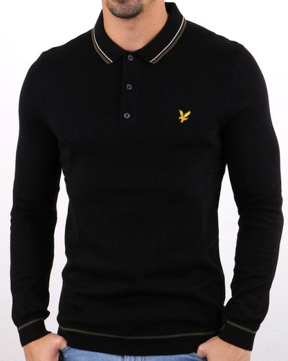 Lyle And Scott Knitted Long Sleeve Polo Black