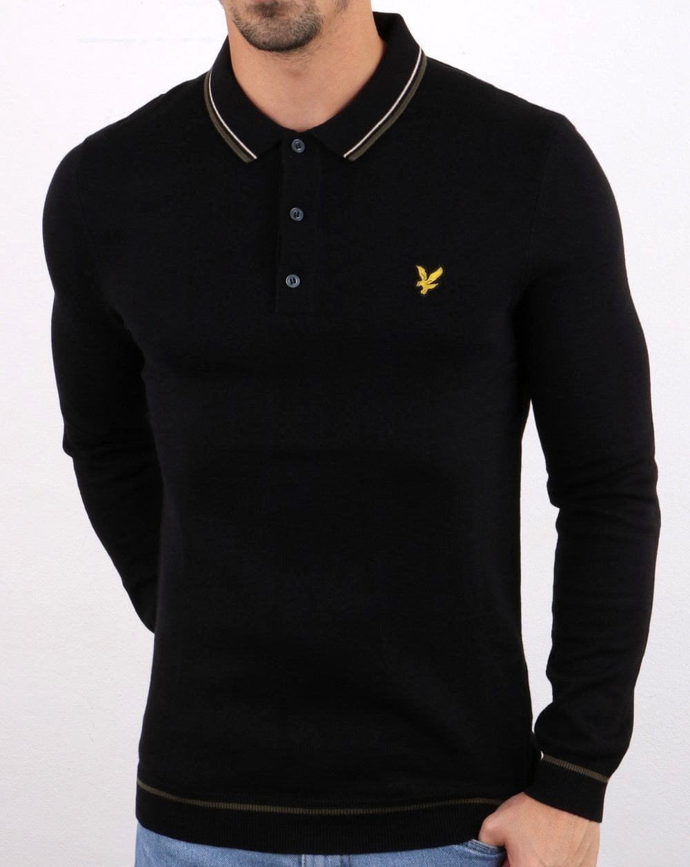 Lyle And Scott Knitted Long Sleeve Polo Black