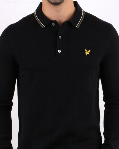 Lyle And Scott Knitted Long Sleeve Polo Black