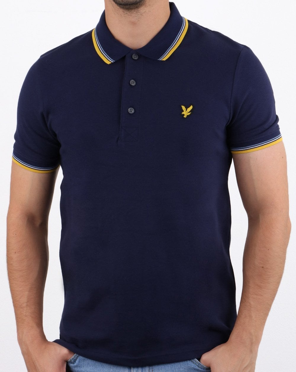 Lyle And Scott Tipped Slim Fit Polo Shirt Navy/Mustard