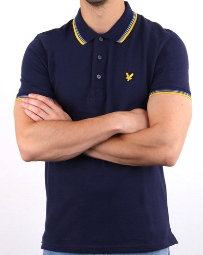 Lyle And Scott Tipped Slim Fit Polo Shirt Navy/Mustard
