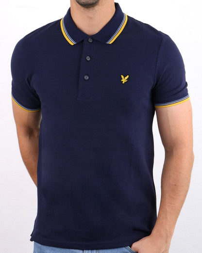 Lyle And Scott Tipped Slim Fit Polo Shirt Navy/Mustard