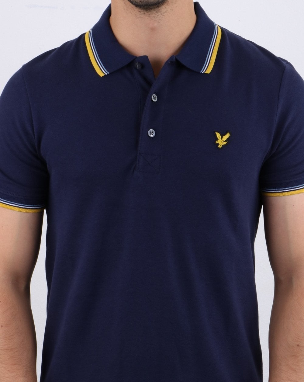 Lyle And Scott Tipped Slim Fit Polo Shirt Navy/Mustard