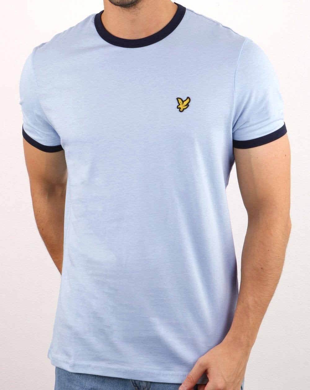 Lyle And Scott Ringer T Shirt Sky Blue/Navy