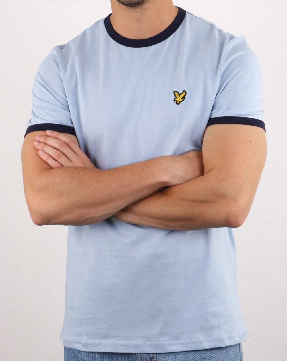 Lyle And Scott Ringer T Shirt Sky Blue/Navy