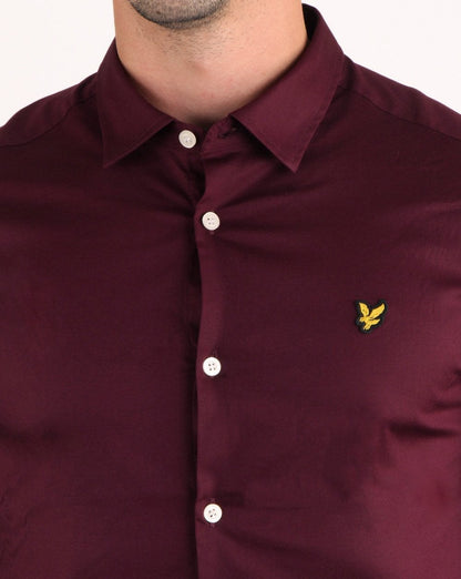 Lyle And Scott Slim Fit Poplin Shirt Burgundy