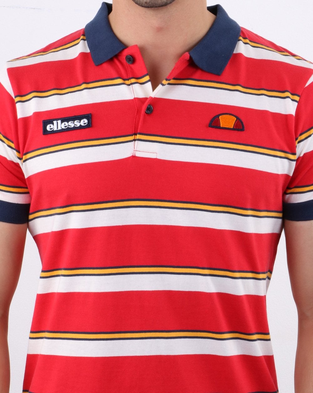 Ellesse Duo Stripe Polo Shirt Red