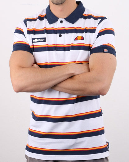 Ellesse Dual Stripe Polo Shirt White