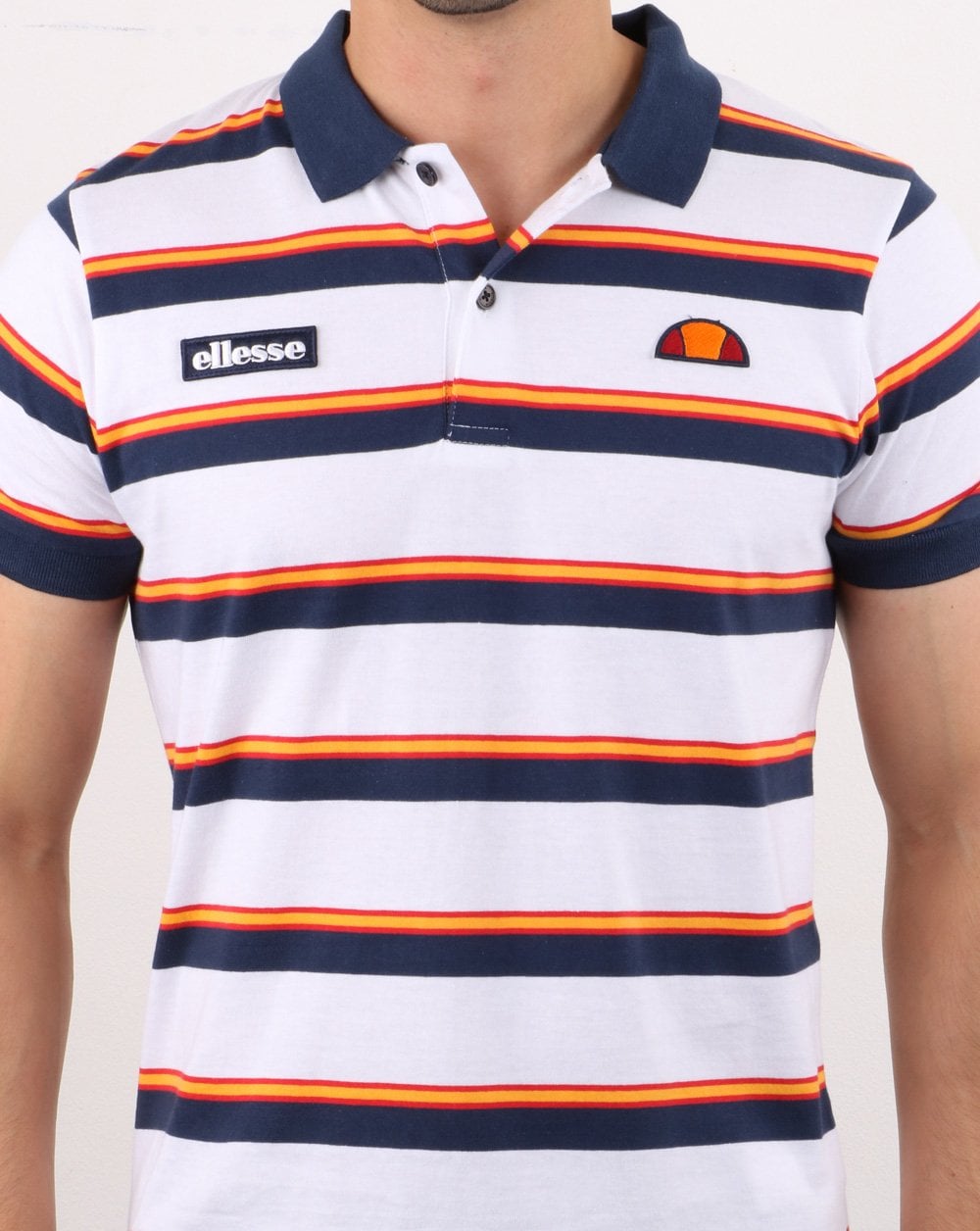 Ellesse Dual Stripe Polo Shirt White