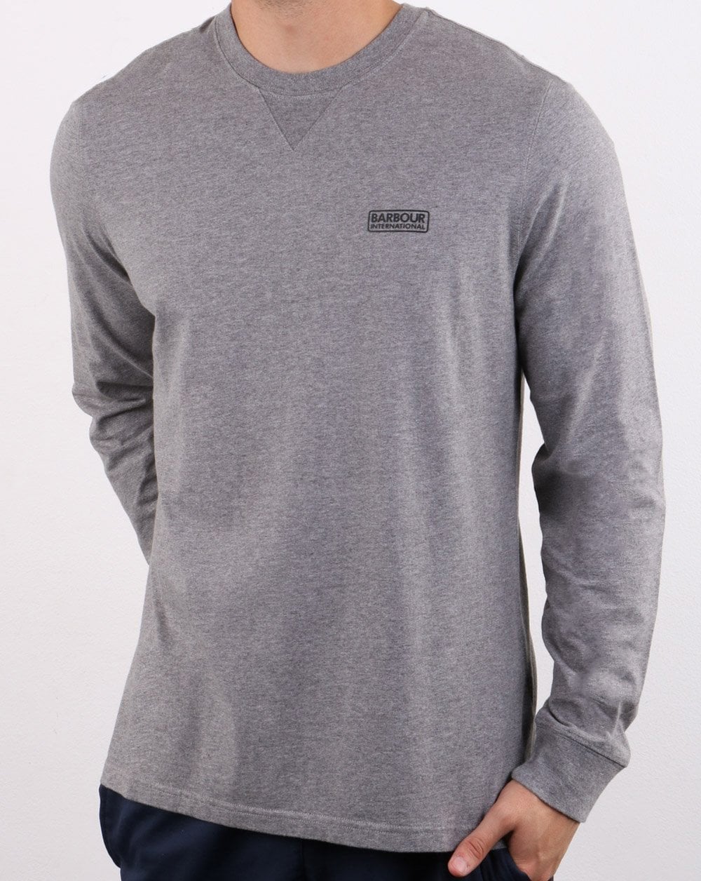 Barbour International Long Sleeve Logo Tee Grey