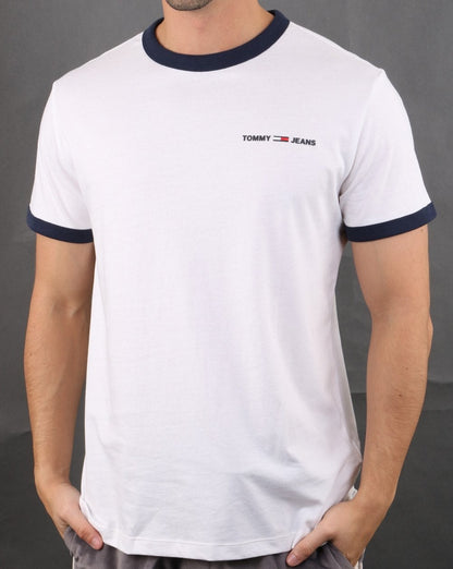 Tommy Hilfiger Ringer T-Shirt White and Navy