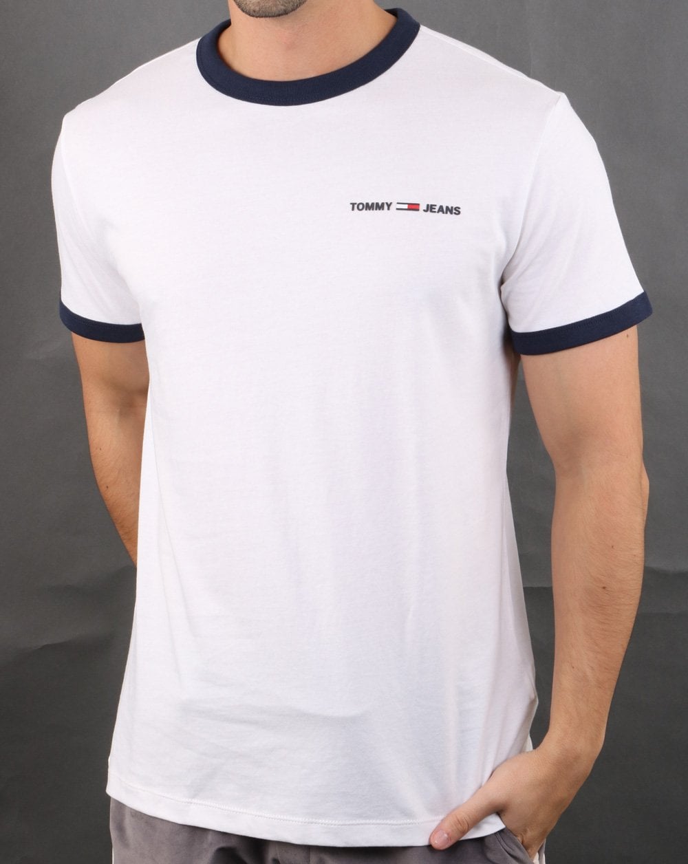 Tommy Hilfiger Ringer T-Shirt White and Navy