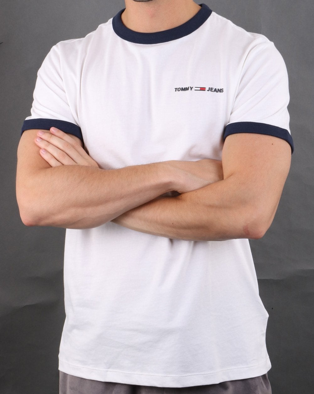 Tommy Hilfiger Ringer T-Shirt White and Navy