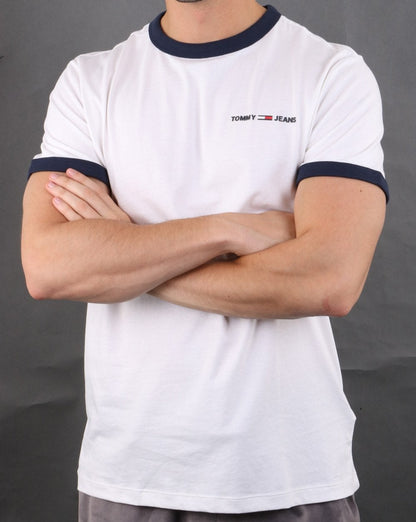 Tommy Hilfiger Ringer T-Shirt White and Navy