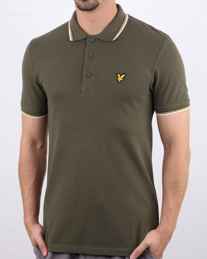 Lyle And Scott Tipped Slim Fit Polo Shirt Olive/white