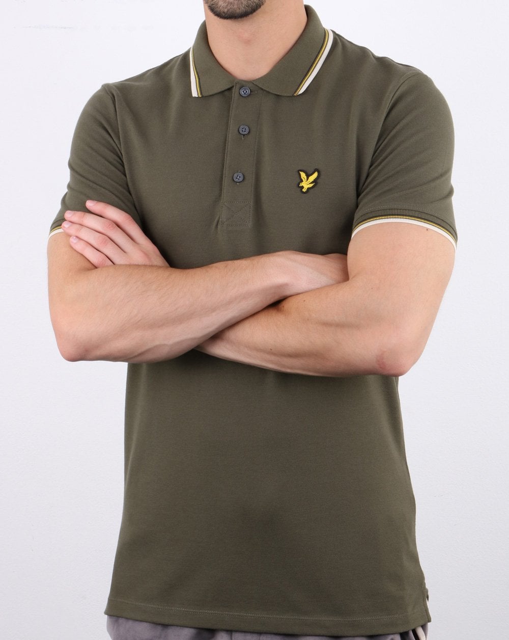Lyle And Scott Tipped Slim Fit Polo Shirt Olive/white