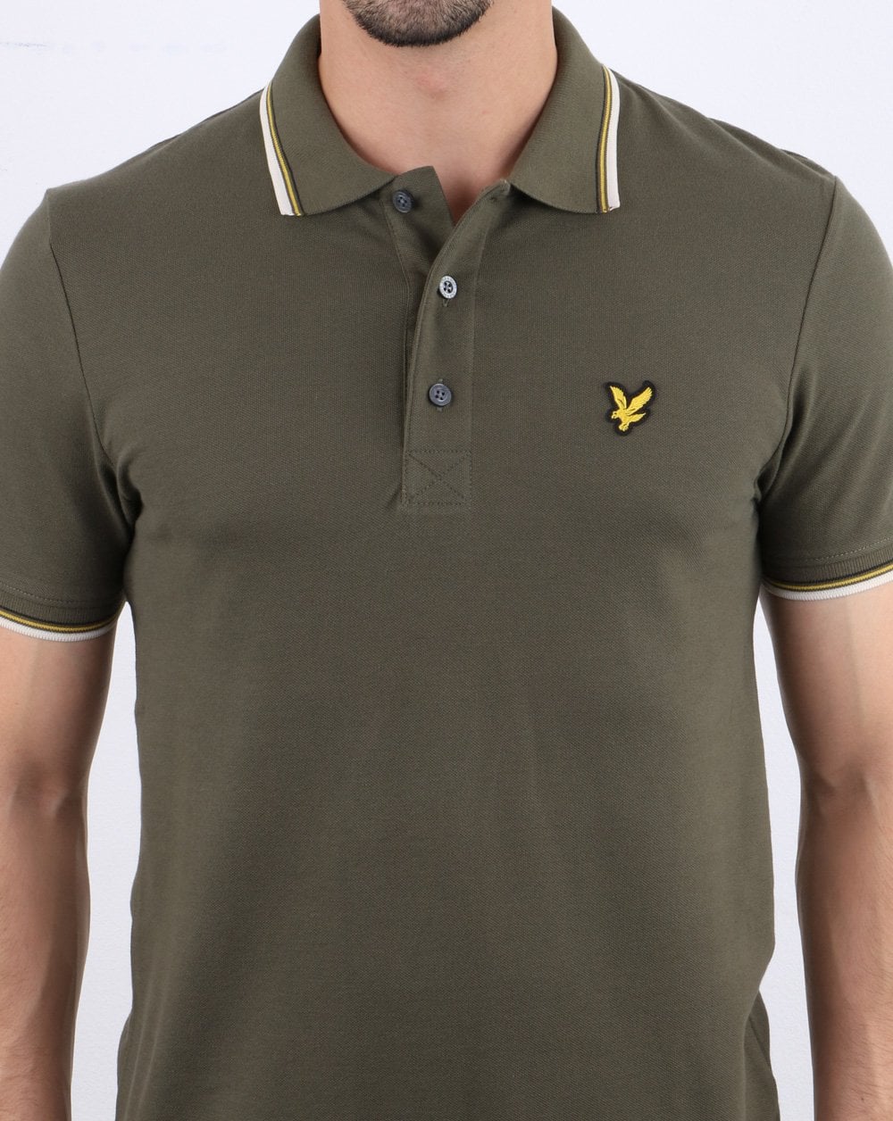 Lyle And Scott Tipped Slim Fit Polo Shirt Olive/white