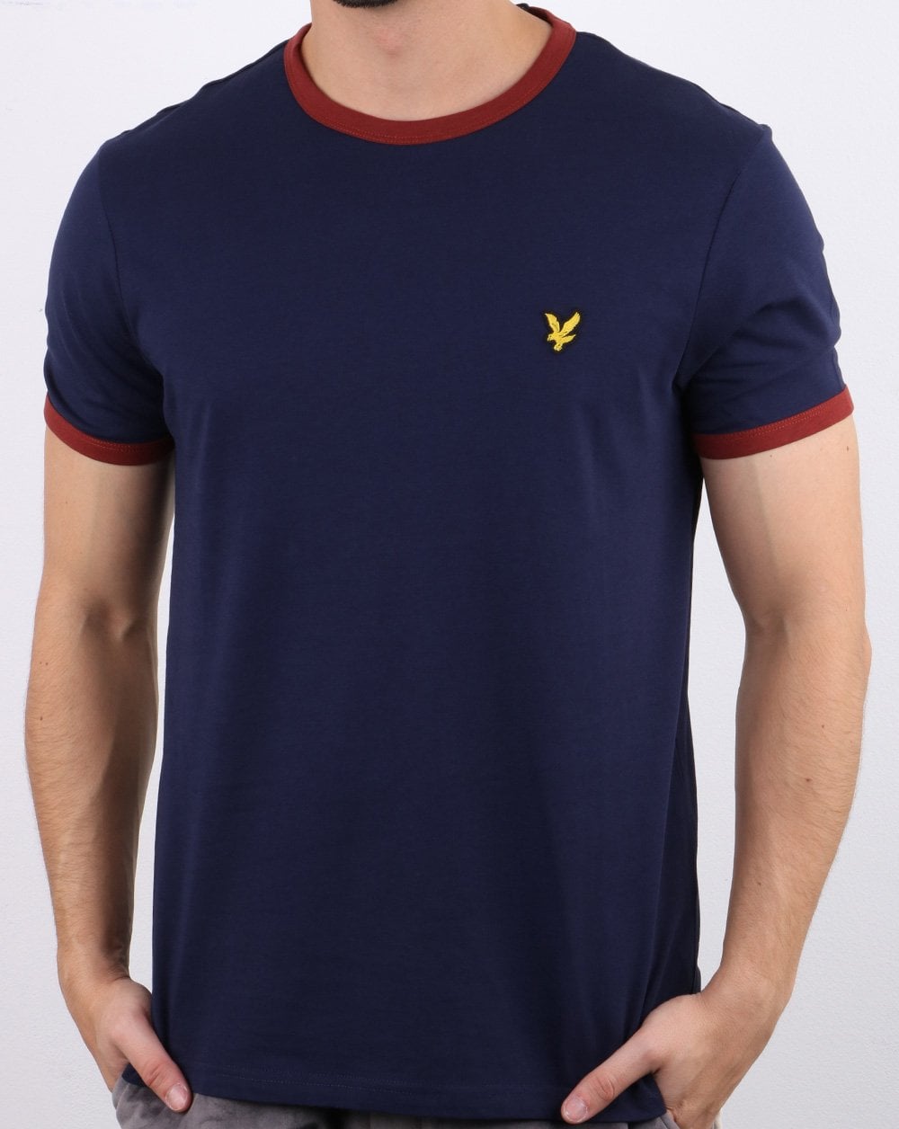 Lyle And Scott Ringer T Shirt Navy/Burgundy