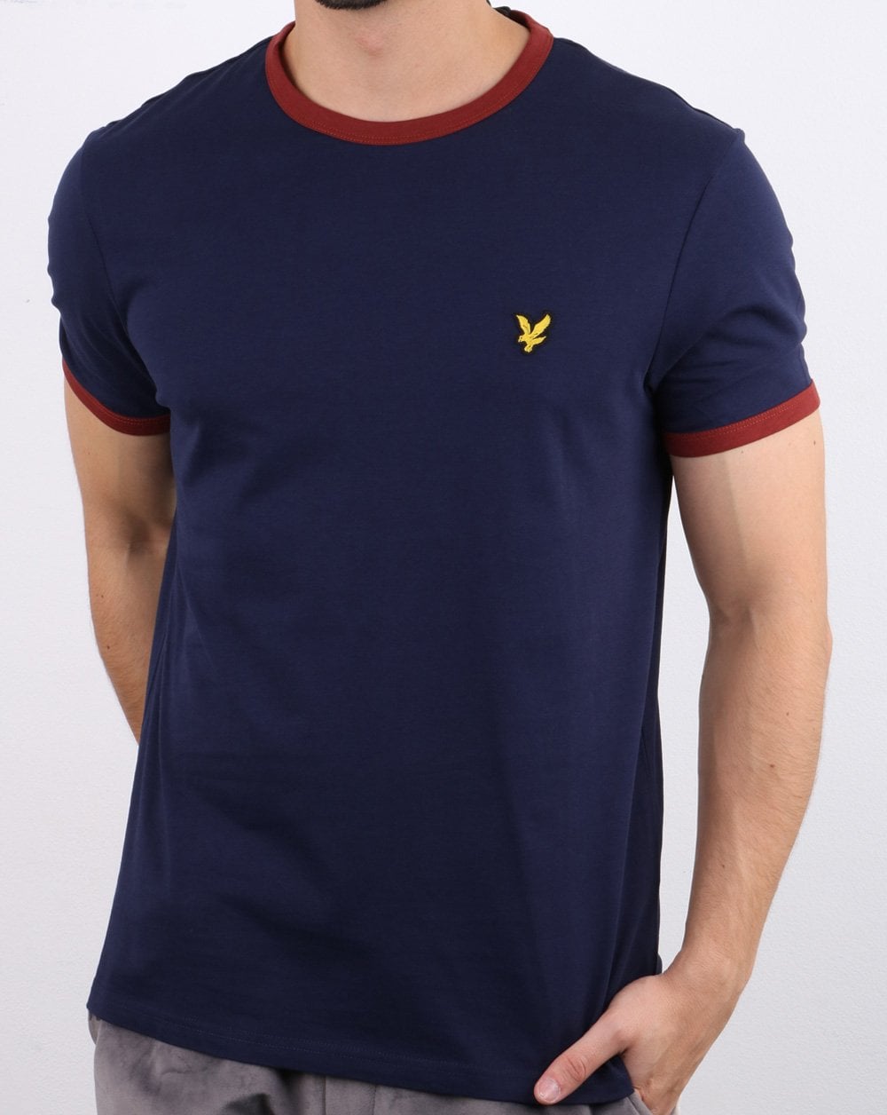 Lyle And Scott Ringer T Shirt Navy/Burgundy