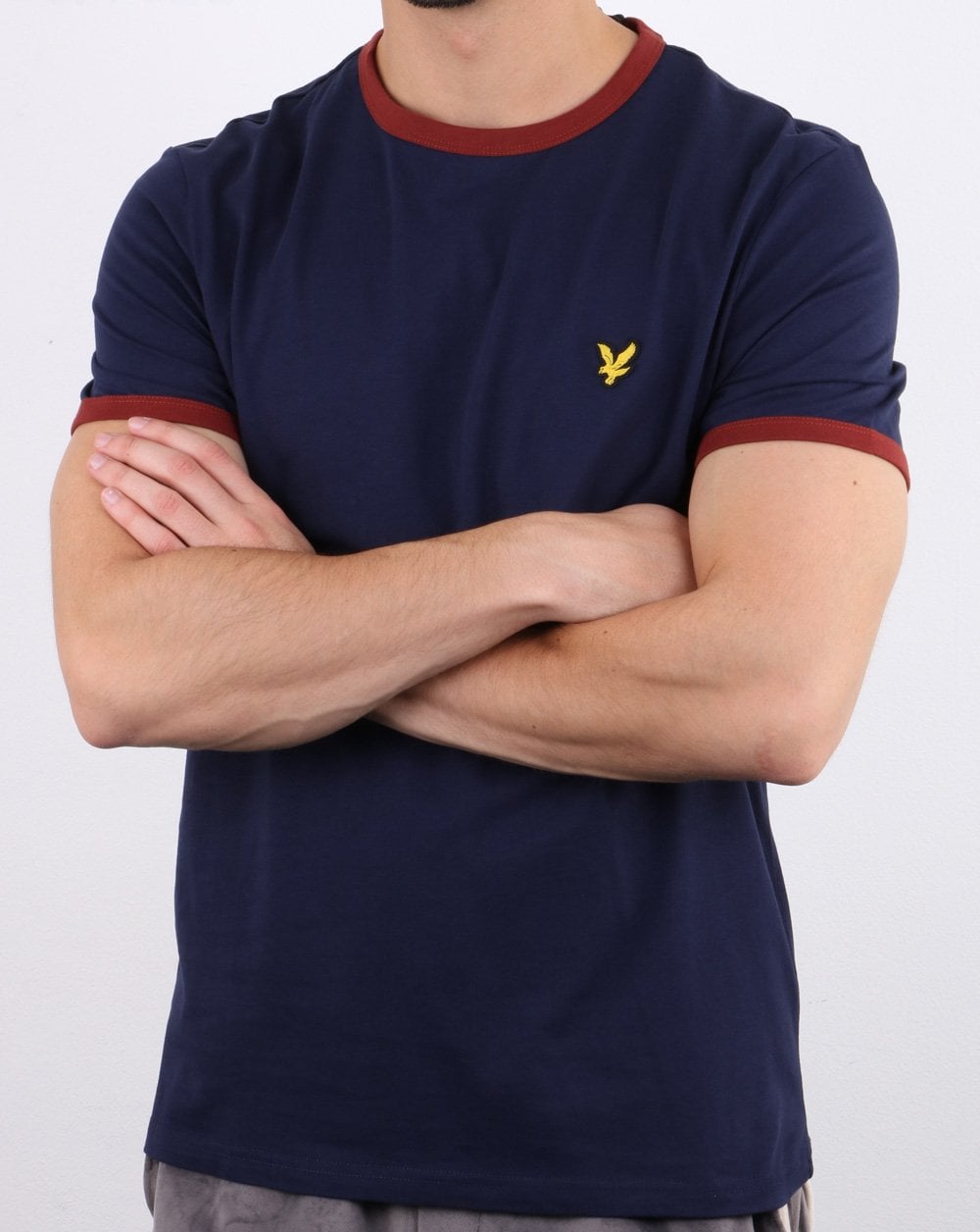 Lyle And Scott Ringer T Shirt Navy/Burgundy