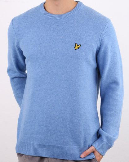 Lyle And Scott Crew Neck Lambswool Blend Jumper Stone Blue