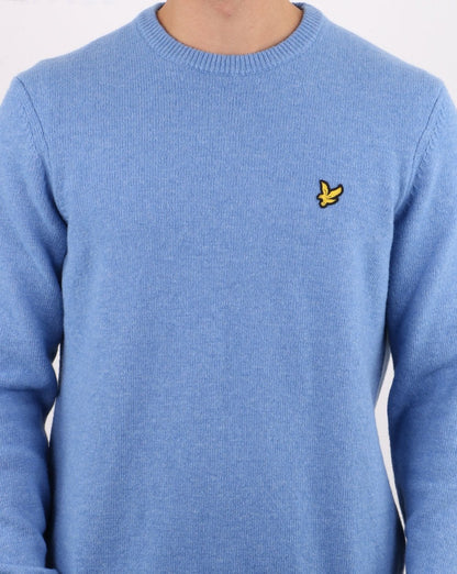 Lyle And Scott Crew Neck Lambswool Blend Jumper Stone Blue