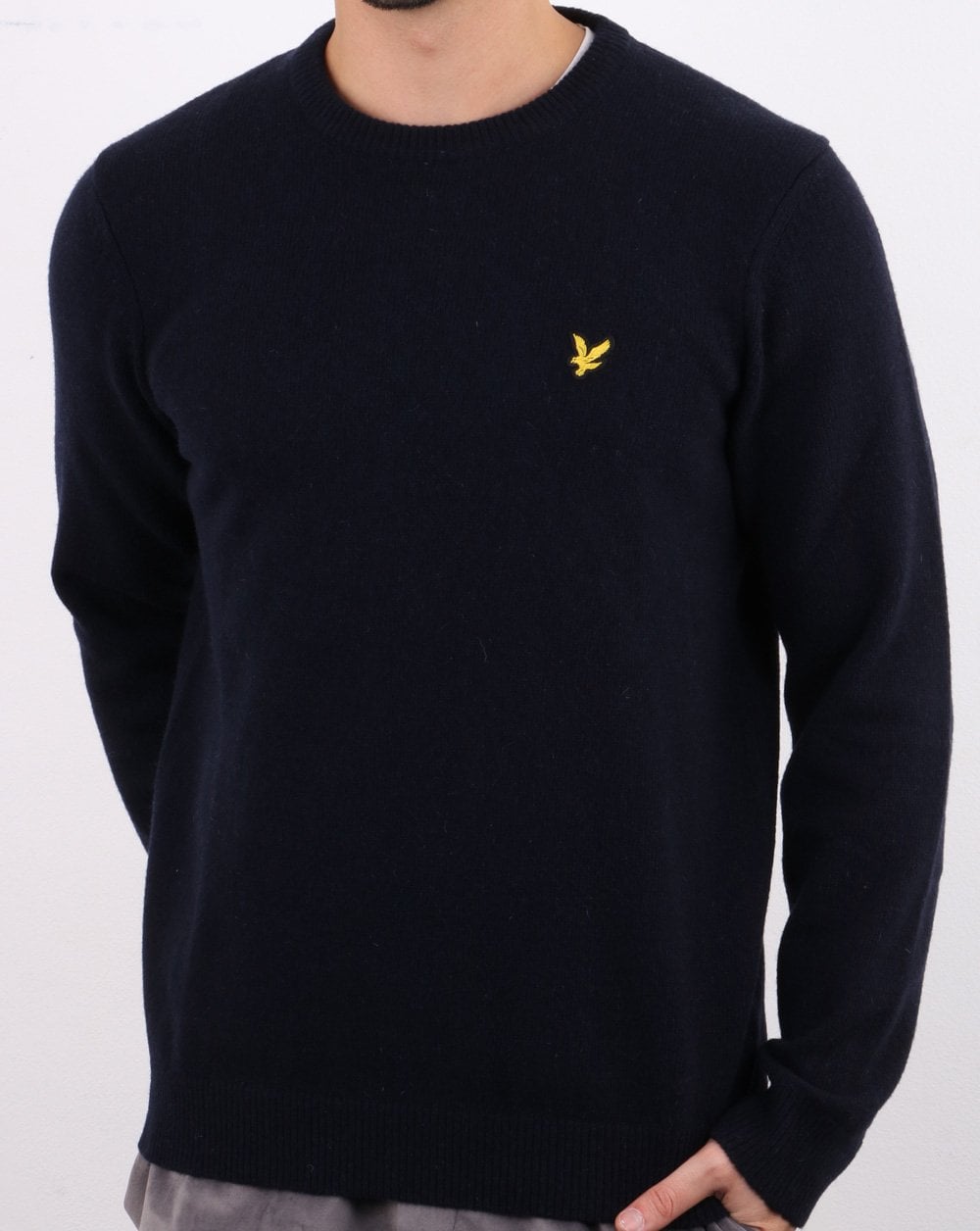 Lyle And Scott Crew Neck Lambswool Blend Jumper Navy