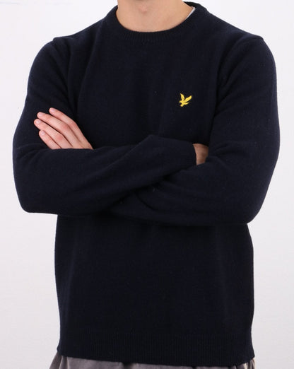 Lyle And Scott Crew Neck Lambswool Blend Jumper Navy