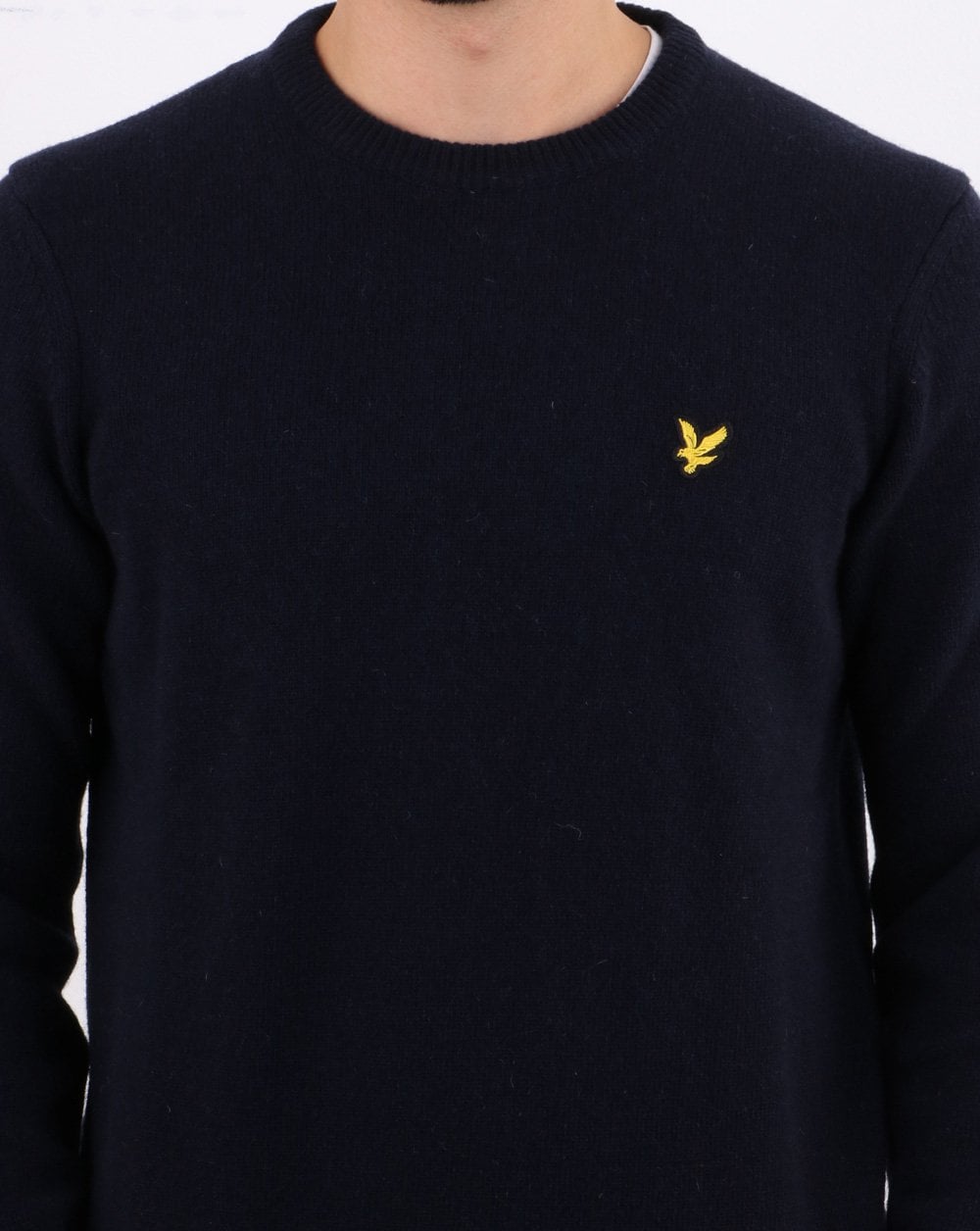 Lyle And Scott Crew Neck Lambswool Blend Jumper Navy