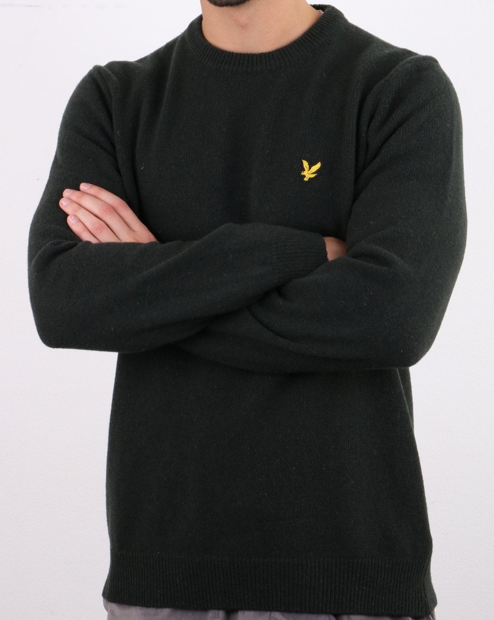 Lyle And Scott Crew Neck Lambswool Blend Jumper Jade Green