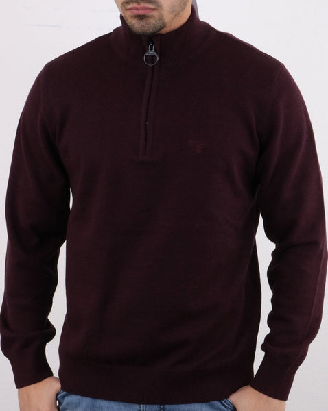Barbour Half Zip Jumper Burgundy
