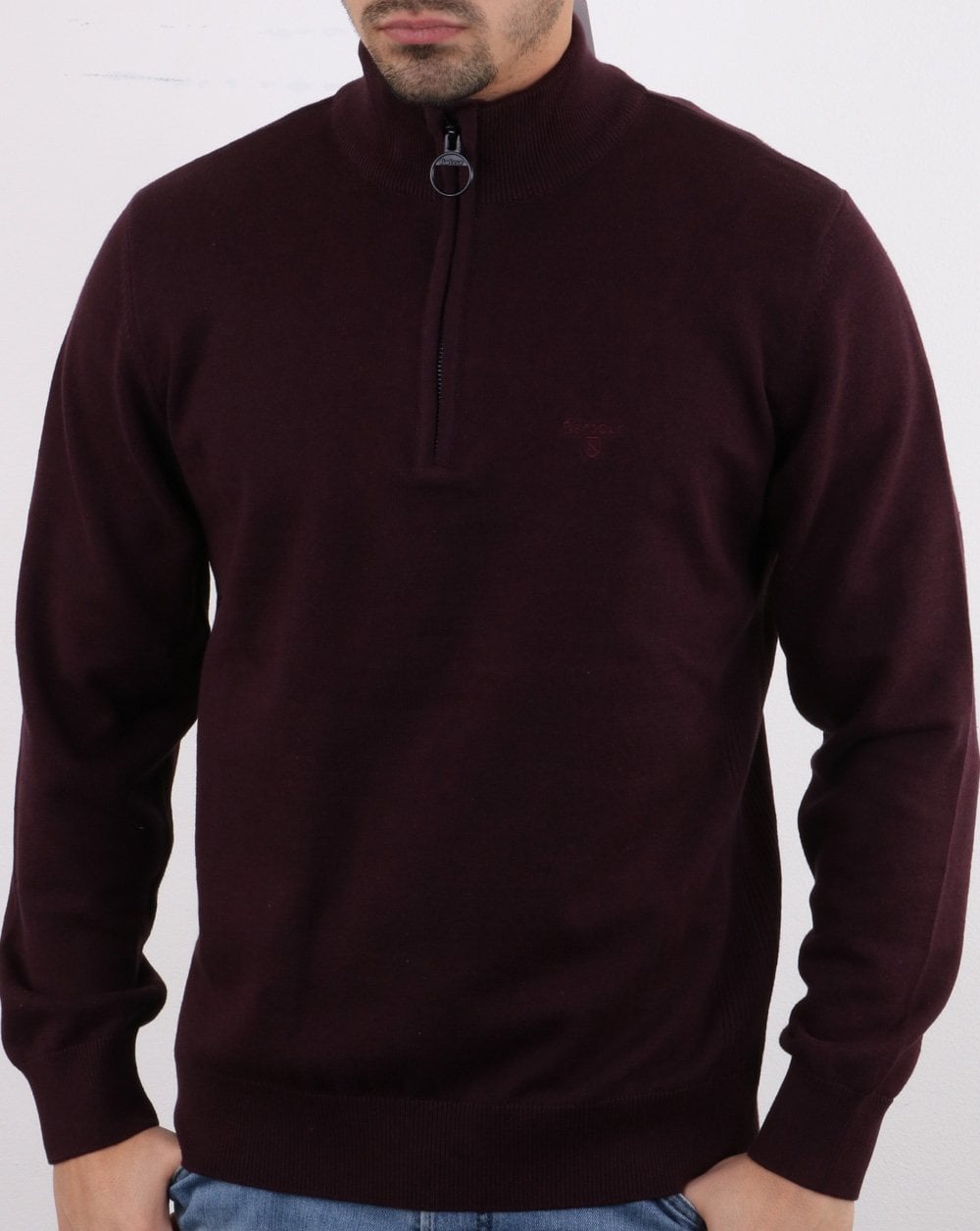 Barbour Half Zip Jumper Burgundy