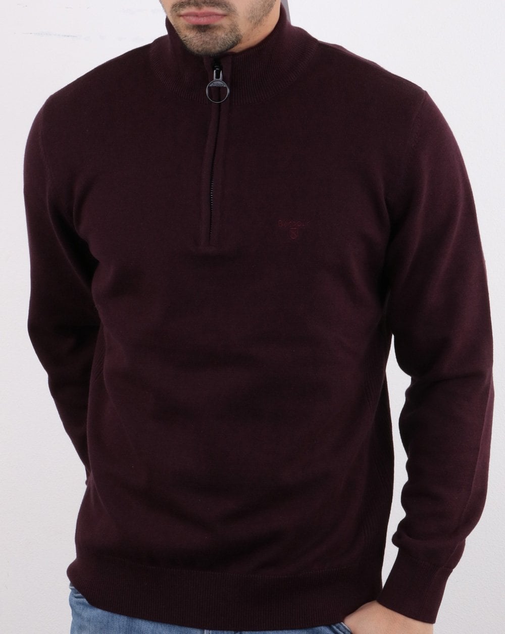 Barbour Half Zip Jumper Burgundy