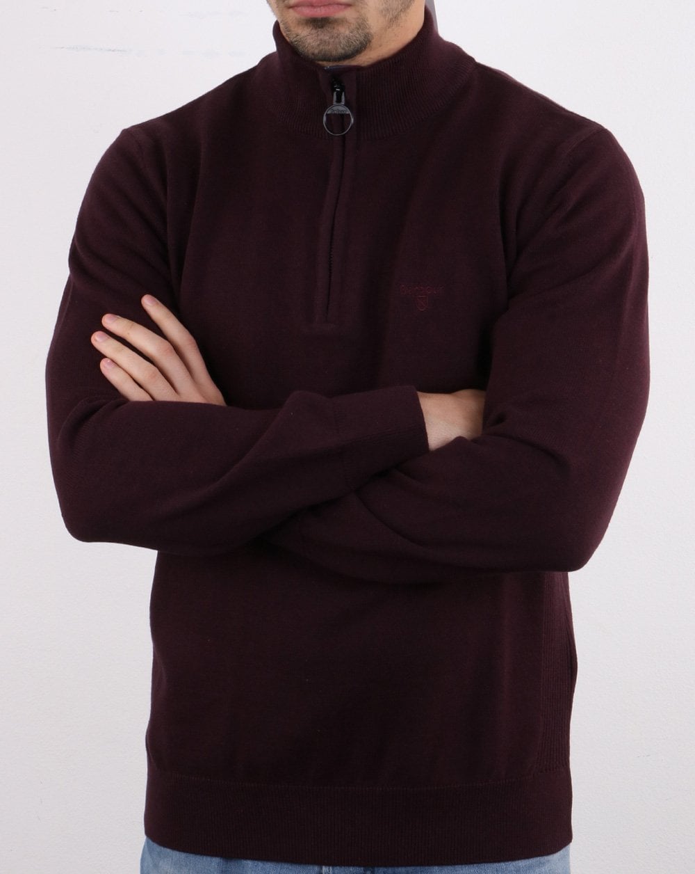Barbour Half Zip Jumper Burgundy