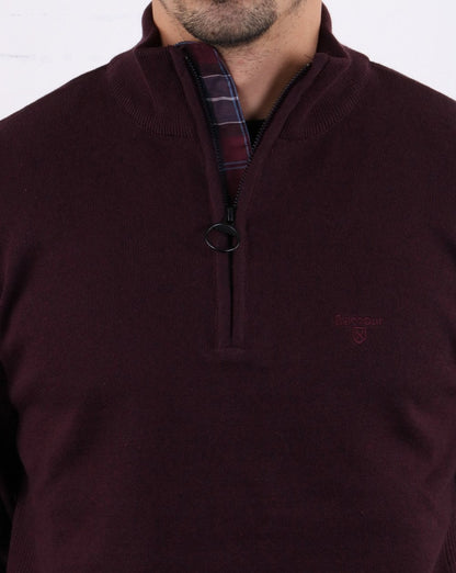 Barbour Half Zip Jumper Burgundy