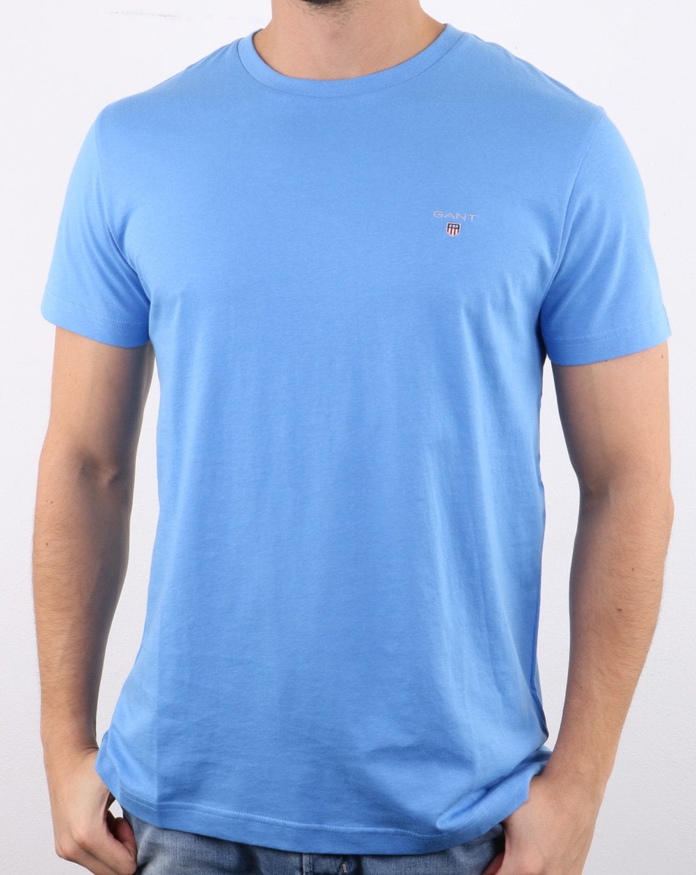 Gant Solid Crew Neck T Shirt Light Blue