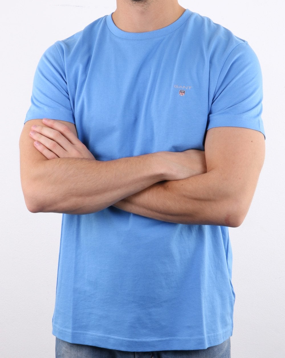 Gant Solid Crew Neck T Shirt Light Blue