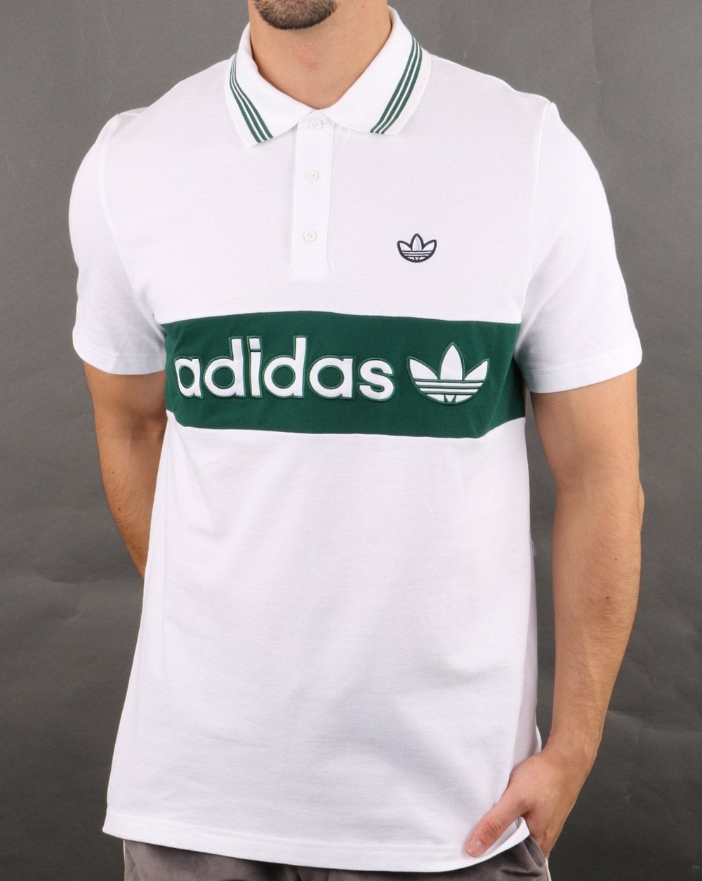 Adidas Originals Stripe Polo Shirt White/Green