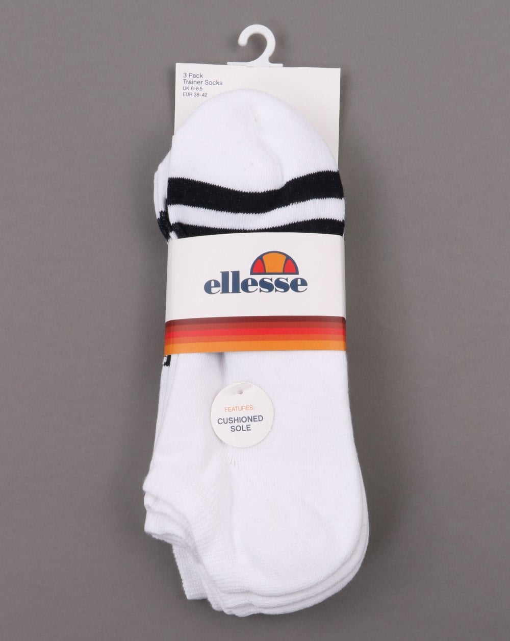 Ellesse Melna 3 Pack Trainer Liner White