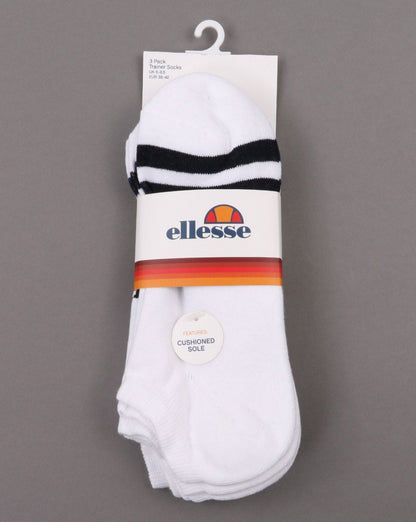Ellesse Melna 3 Pack Trainer Liner White