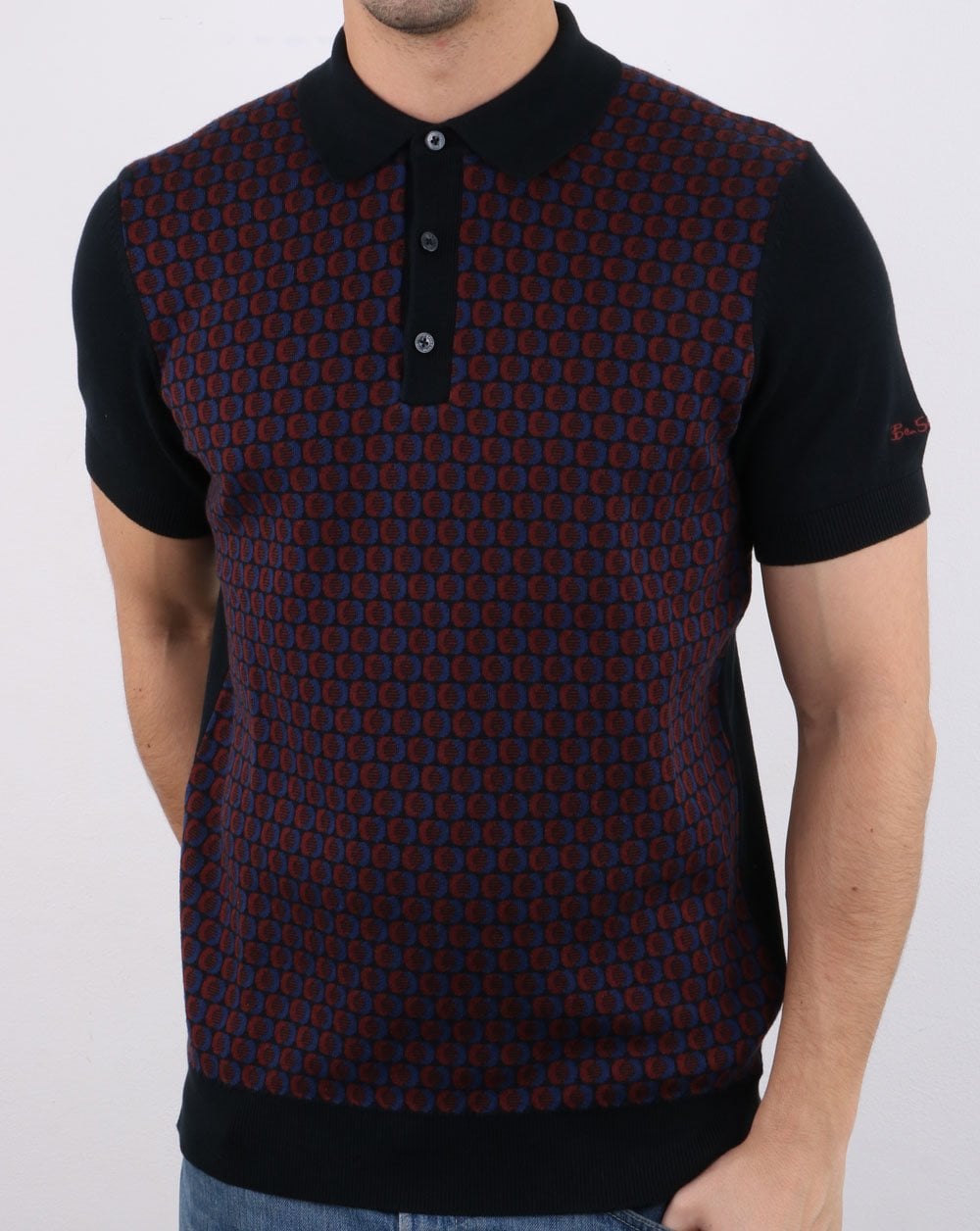 Ben Sherman Knitted Polo Shirt Black