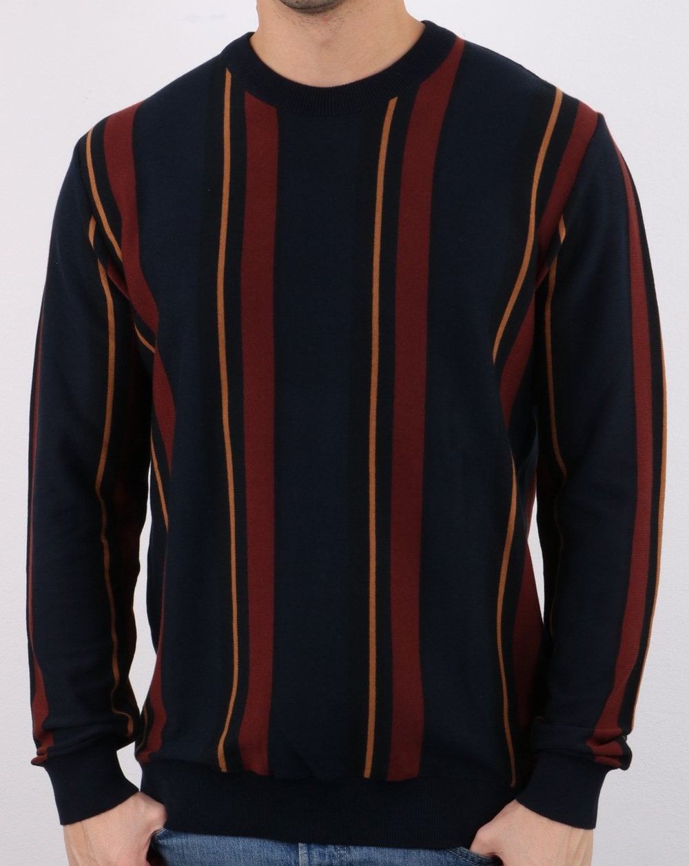 Ben Sherman Crew Stripe Knit Navy
