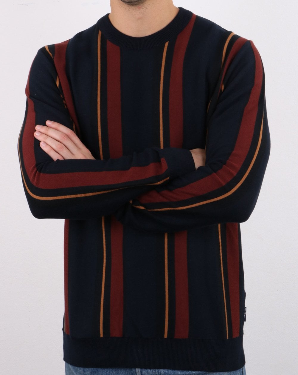 Ben Sherman Crew Stripe Knit Navy