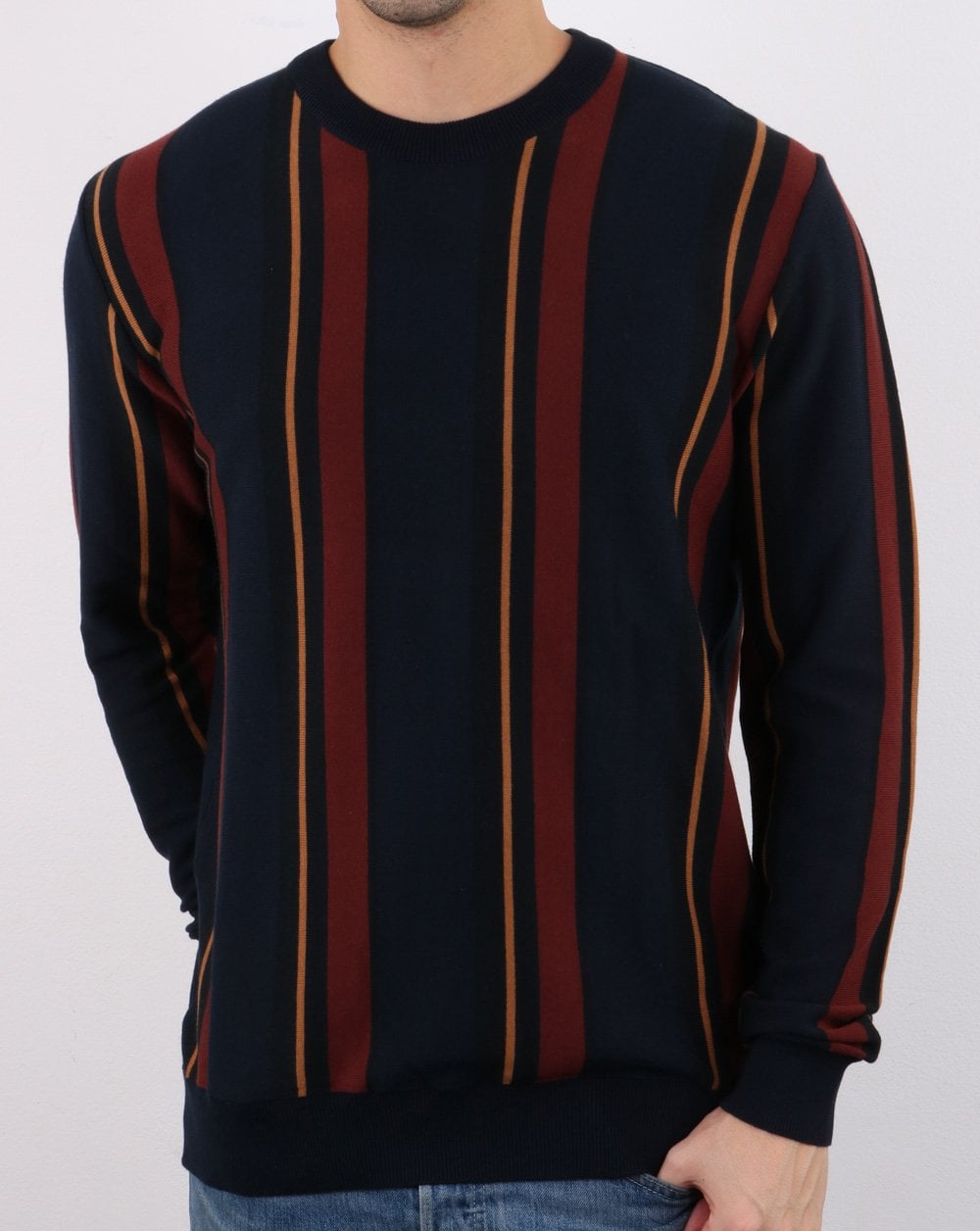 Ben Sherman Crew Stripe Knit Navy