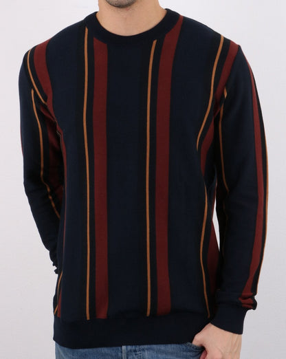 Ben Sherman Crew Stripe Knit Navy